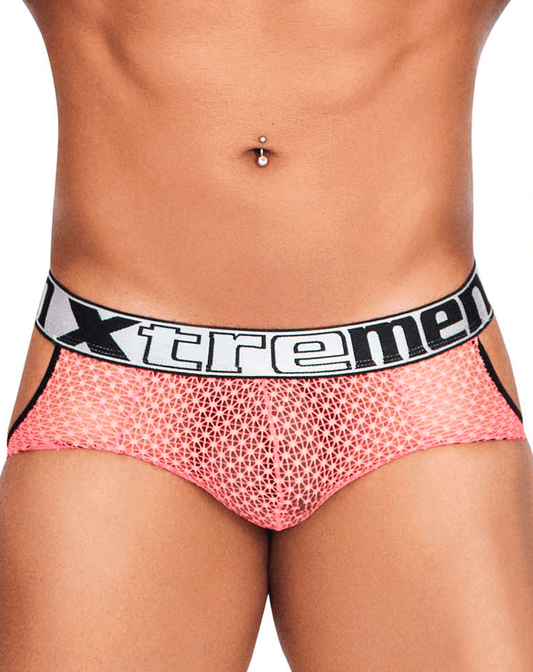 Xtremen 91119 Seductive Lace Jockstrap Coral