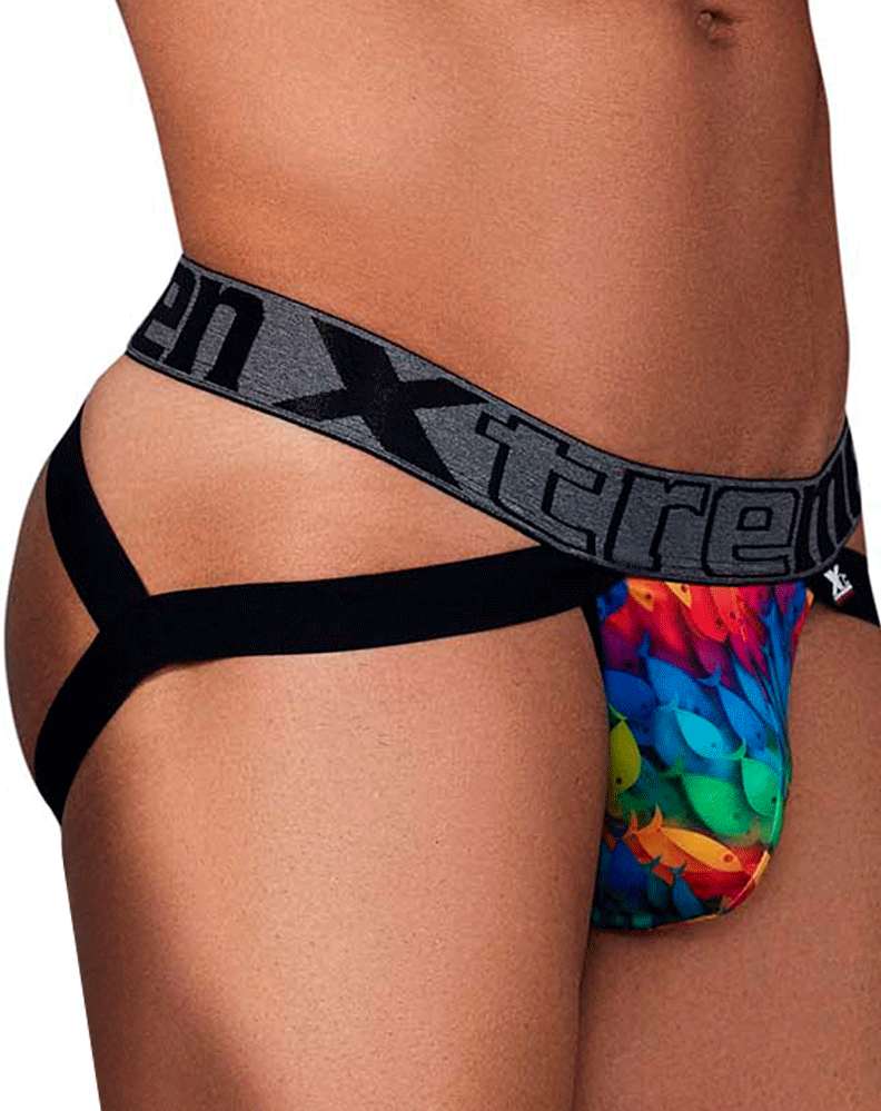 Xtremen 91148 Printed Microfiber Jockstrap Rainbow Fish