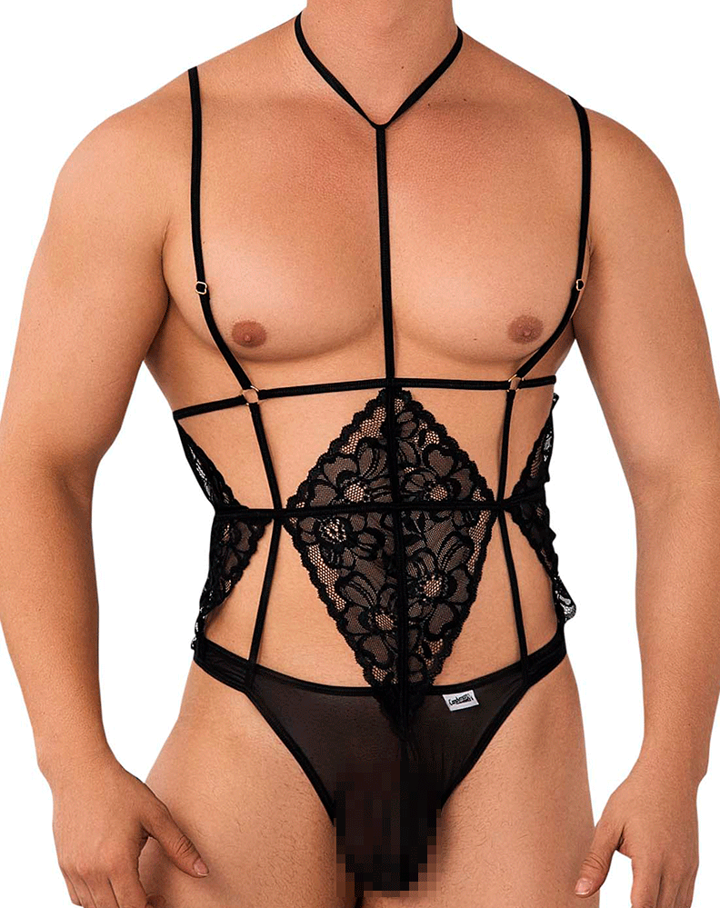 Candyman 99645 Lace Bodysuit Black