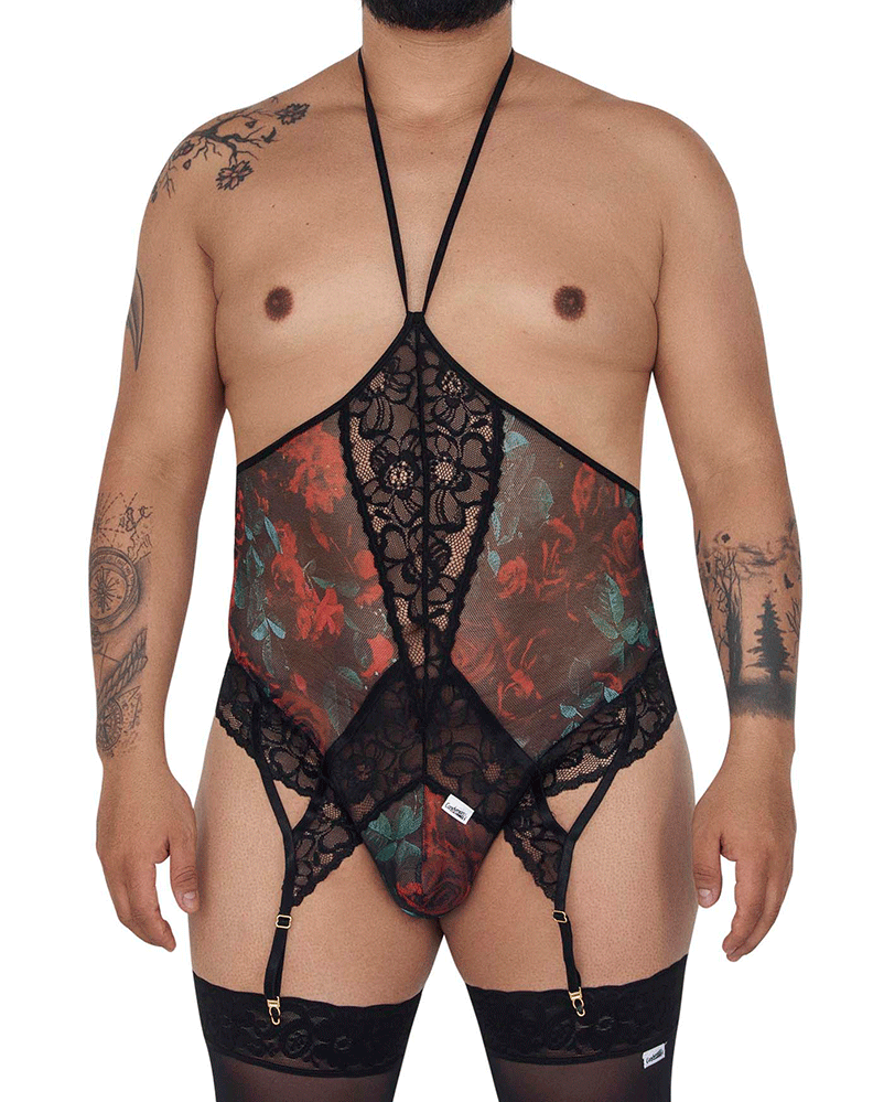 Candyman 99661x Lace Bodysuit Black-print