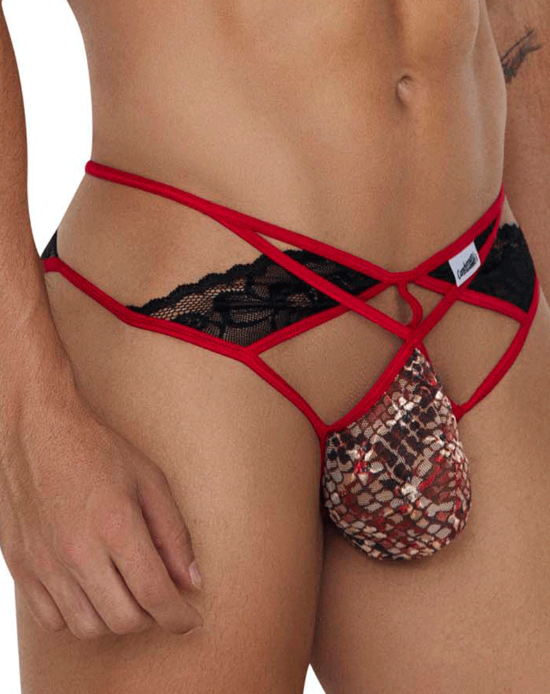 Candyman 99663 Edgy Lace Jockstrap Red-print