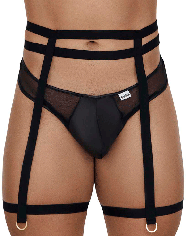 Candyman 99677 Garter Thongs Two Piece Set Black