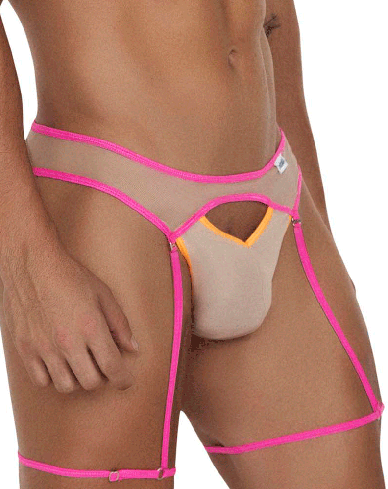 Candyman 99687 Garter Jock Two Piece Set Beige-neon