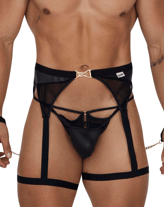 Candyman 99690 Garter Thongs Two Piece Set Black