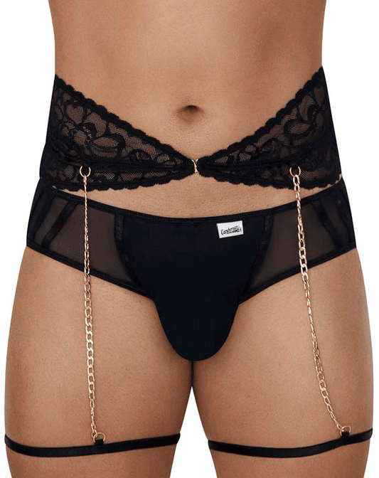 Candyman 99703 Garter Briefs Two Piece Set Black