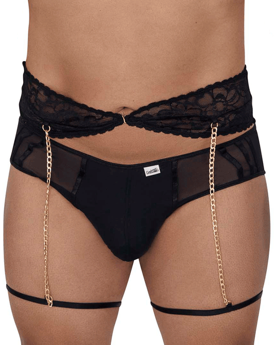 Candyman 99703x Garter Briefs Two Piece Set Black