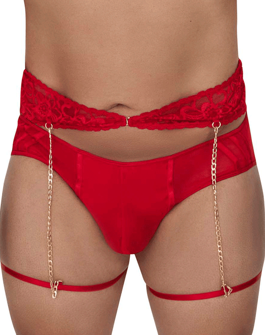 Candyman 99703x Garter Briefs Two Piece Set Red