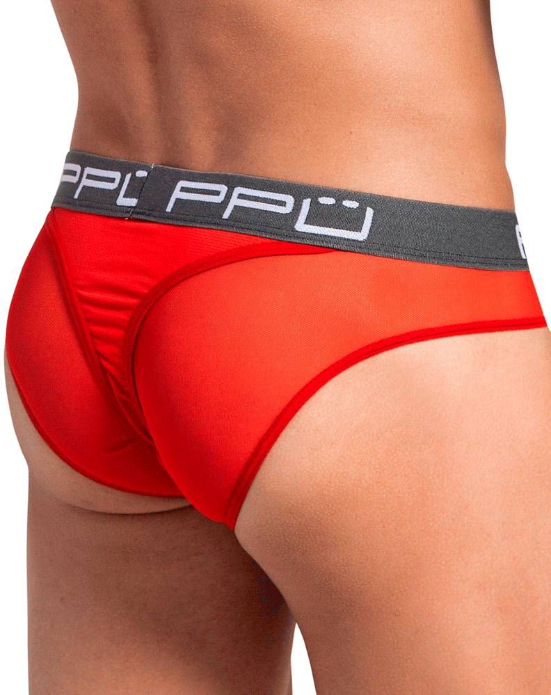 Ppu 2113 Mesh Bikini Thongs Red