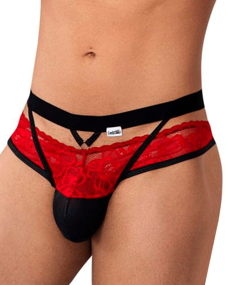 Candyman 99627 Lace Jockstrap Red