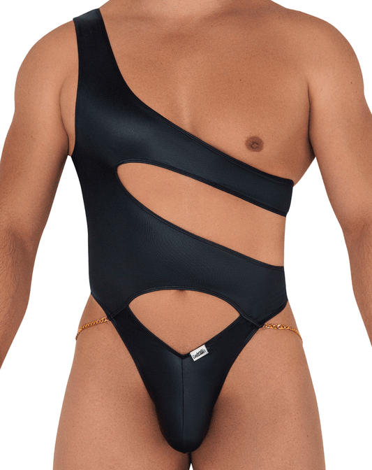 Candyman 99597 One Shoulder Bodysuit Black