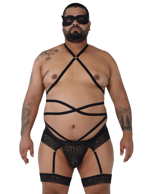 Candyman 99483x Lace Garter Bodysuit Black