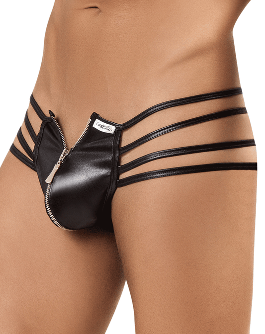 Candyman 99140 Zipped Up Thong Black