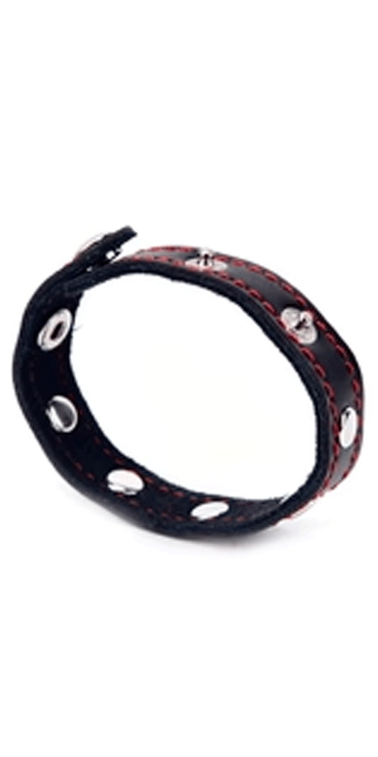 Leather Enhancing Cock Ring Black with 4 Snaps